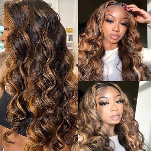 UNICE Brown Highlight Body Wave Human Hair Weave 3 Bundles 18 20 20 inches, Brazilian Remy Hair Ombre Blonde Human Hair Wavy Weaves Sew in FB30 Piano Color thumbnail 6