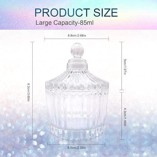 Monomer Dish for Acrylic Nail Liquid, Large Dappen Dish with Lid, Crystal | Glass Cup for Monomer liquid, Monomer Jar for Acetone, Acrylic Nail Brush Cleaner Holder, Clear Cup for Powder, CORFULRA thumbnail 3
