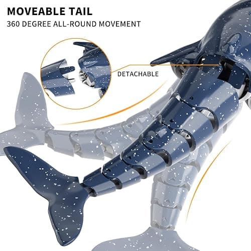 2.4Ghz Remote Control Whale Shark Toys for Boys Kids, 1:18 Scale High Simulation Whale Shark for Pool, Electric RC Shark Fish Toys with Light & Spray Water Function for 4 5 6 7 8 9 Year olds Kid thumbnail 5
