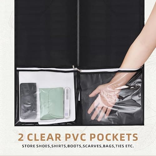 54" Garment Bags for Travel and Storage, Travel Suit Bags for Men Women with 2 Clear Pockets, Storage bags for Clothes, Suits, Dress, Shirts, Coats (Black) thumbnail 5