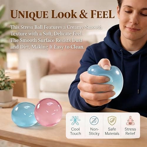 Coconut Oil Scented Squishy Ball – Super Soft, Stretchy Fidget Toy for Anxiety Relief,Squeeze the Stress Away(Blue+Pink) thumbnail 6
