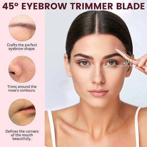 Eyebrow Razor-Face Razors for Women-Dermaplaning Tool for Face Exfoliation & Peach Fuzz with 12 Refill Blades-Facial Dermaplane Razors Shaver-Rose Gold thumbnail 2