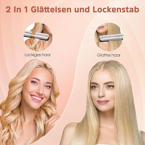 BESTOPE PRO 2 In 1 Glätteisen Locken und Glätten, 15S Schnelle Hitze, Ionenkeramische Haarglätter, Frizz Reduzieren, 3D-Schwebepanel verhindert Haarziehen, LCD-Display, 120-230°C thumbnail 6
