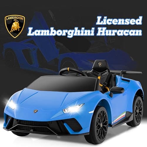 Licensed Lamborghini Huracan Ride on Car by INFANS, 12V Kids Electric Vehicle Battery Powered Toy with Remote Control, LED Lights, Spring Suspension, Bluetooth, MP3, Aged 3-8 Years (Blue) thumbnail 3