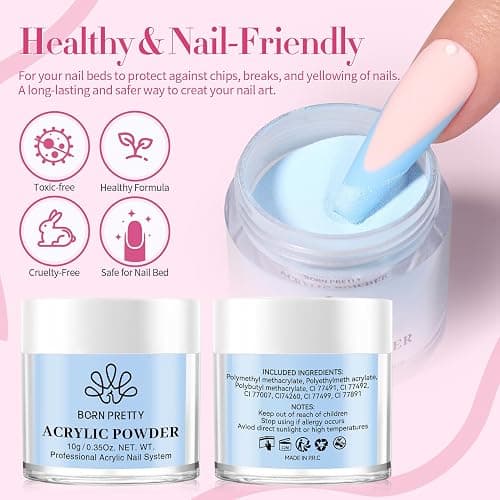 BORN PRETTY Acrylic Powder Set-24 Colors Acrylic Nail Powder Set All Seasons Colors Pigmented Powders for French Nail Extension Valentines Day Gifts for Women Home DIY & Salon No Lamp Needed thumbnail 9