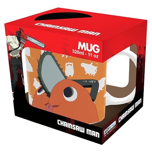ABYSTYLE Chainsaw Man Pochita Ceramic Coffee Mug 11 Fl Oz, Black and Orange Design Drinkware & Kitchen Anime Merch thumbnail 4
