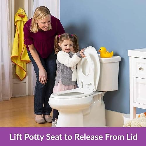 Little2Big Toilet Seat with Built-In Toddler Potty Training Seat, Slow Close, Easy to Install, Made in USA, ELONGATED, White thumbnail 6