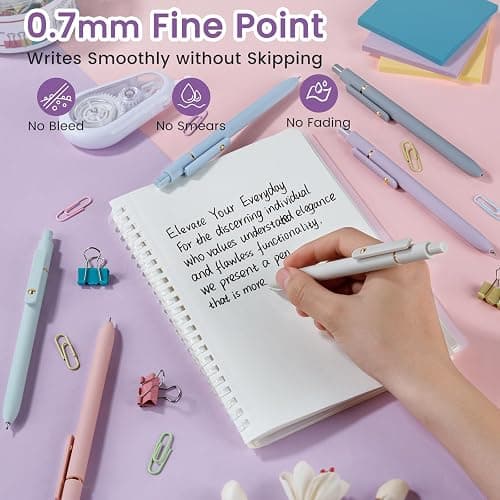 FIOVER Gel Pens 6pcs 0.7mm Fine Point Black Ink Quick Dry Pens | Smooth Writing Pens for Journaling, Nurse Aesthetic Cute Office School Supplies, Gifts for Women and Men thumbnail 2