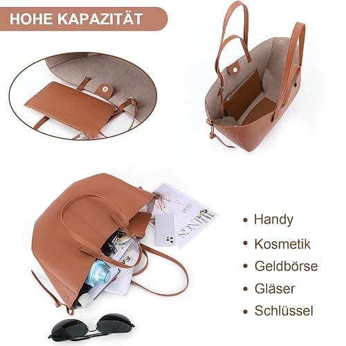 GSenhui Tote Bag Handtasche Damen Umhängetasche Große Shopper Tasche PU Leder Schultertasche mit Geldbörse Henkeltaschen Gross Tragetasche für Reisen Einkauf Geschenk thumbnail 4