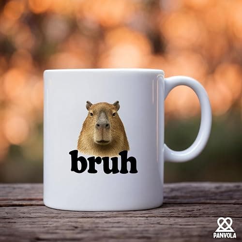 Panvola Capybara Bruh Pet Gift Ceramic Mug 11oz White | Hobby Gift Ceramic Mug Novelty Drinkware thumbnail 2