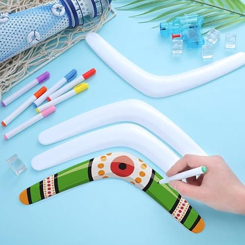 24 Pcs Plastic Boomerangs Craft for Teens Color Your Own DIY V Shaped Returning Boomerangs with Markers Fun Outdoor Throw Catch Flying Toy for Boys Girls Classroom Game Vbs Craft School Activities thumbnail 2