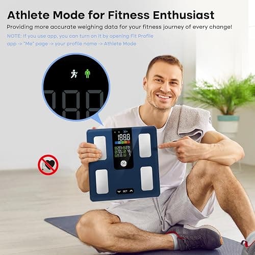 GE Smart Scale for Body Weight, BMI, Fat, Muscle Mass, Digital Bathroom Scales 500lbs Bluetooth 11.8" Large Platform Weighing Machine Health Monitor with App, Blue Button Control thumbnail 4