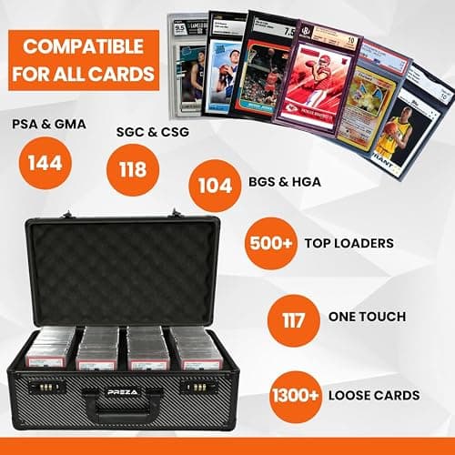 PREZA Graded Card Storage Box - Premium Trading Card Case for Graded Sports and TGC Collectibles - Carbon Fiber Slab Case Storage (X-Large) thumbnail 3
