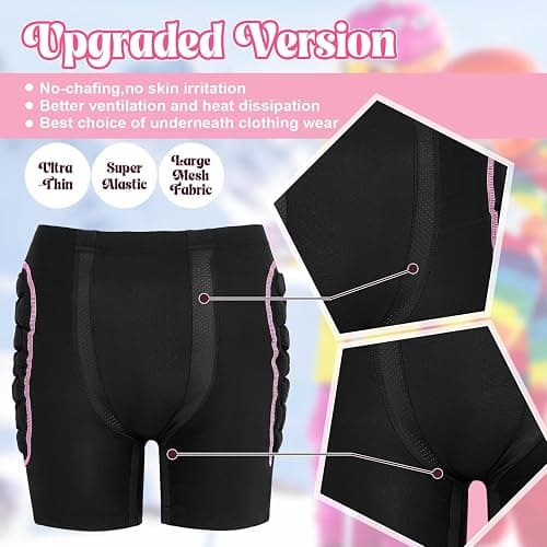 Lewtemi 3 Set Protective 3D Padded Hip EVA Short Pants Knee Pads Elbow Set Winter Protection Hip Pads Thick Non Slip Knee Sleeve Elbow Guard for Men Women Kid Ski Ice Skating thumbnail 4