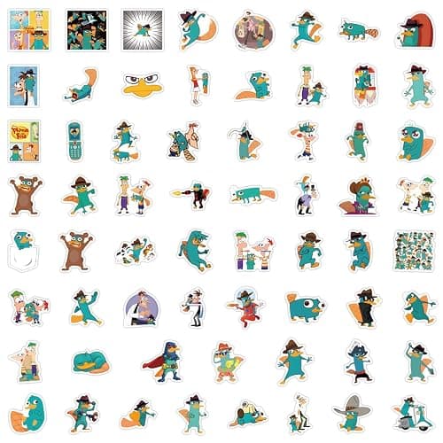 SZWMXH 55pcs Perry The Platypus Stickers Agent P Stickers for Kids Water Bottle,Cool Phineas and Ferbs Stickers Waterproof Decals for Laptops Skateboard Travel Case Bumper Bike Computer thumbnail 3