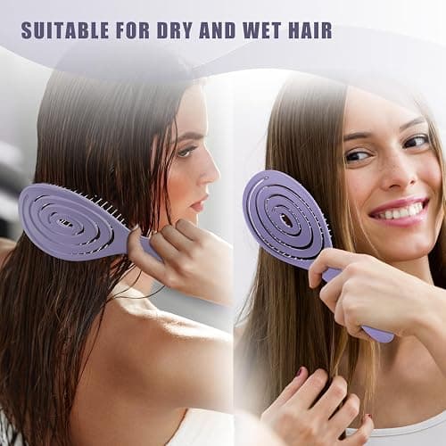 SHINLEA Hair Brush Anti Tangle Detangle, Wet & Dry Head Massaging Spiral Hairbrush for Women, Men, kids, Glide Through Tangles For All Hair Types (Purple) thumbnail 5
