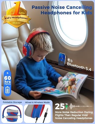 iClever Noise Cancelling Headphones for Kids Adults, Bluetooth Ear Protection with 60H Play Time, Safe Volume 80dBA, Noise Reduction Headphones for Autism Fireworks/Monster Truck, FOCUS thumbnail 2