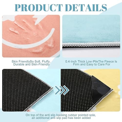 Maasechs 8 x 10ft Circle Time Classroom Rug Smile Face Pastel Emotional Feeling Sensory Corner Items Teacher Rug Educational Soft Fluffy Carpet Floor Mat for Nursery Homeschool Playroom Elementary thumbnail 3