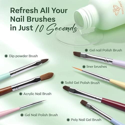 Modelones Nail Art Brush Cleaner & Restorer 80ml/2.71 Fl.Oz for Gel Polish/Nail Extension Gel/Nail Art Liner/Dip Powder/Acrylic Builder Manicure Brush DIY Salon at Home thumbnail 4