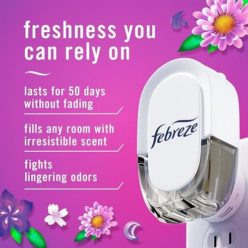 Febreze Plug In Air Freshener, Odor-Fighting Scented Oil Refill, For Home, Bathroom, & Kitchen, Long Lasting, Gain Moonlight Breeze and Gain Original Scents, 0.87oz Refills, 4 Count (2 of Each Scent) thumbnail 9