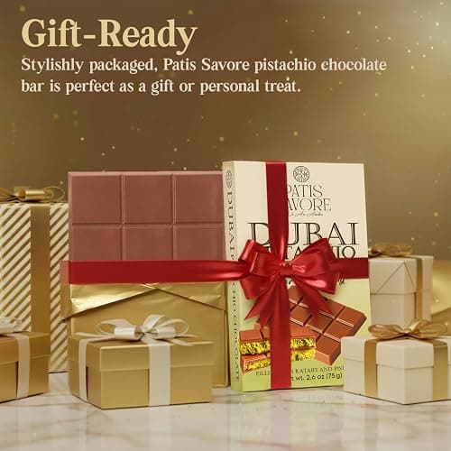 Dubai Chocolate Bar Pistachio – 2.6 oz Premium Dessert with Pistachio Cream & Kataifi Filling | Gourmet Dubai Chocolate Filling | Elegant Gift Chocolate thumbnail 2