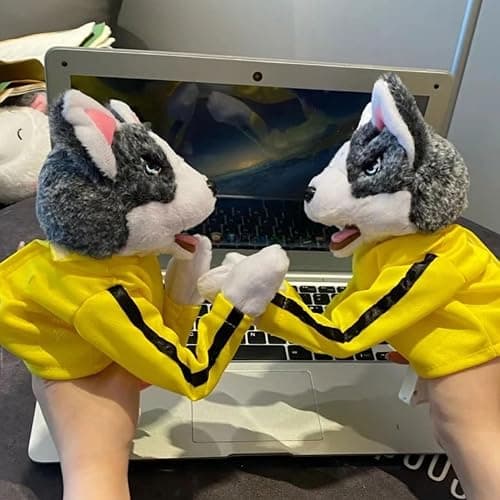 2Pcs Dog Hand Puppet Kung Fu Husky, Soft Soundable Boxing Hand Interactive Puppet, Toddler Washable Plush Battle Boxing Husky Toys, Animal Puppets thumbnail 2
