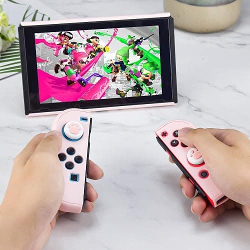 DLseego Switch Full Protective Case Cover Design for Nintendo Switch Joy-Con Controllers with Glass Screen Protector, Anti-Scratch [Baby Skin Touch] Grip Cover - Pink thumbnail 6