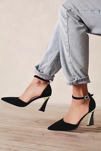 Juliet Holy Womens Pumps Point Closed Toe Heels Buckle Ankle Strap D'Orsay Heeled Sandals thumbnail 4