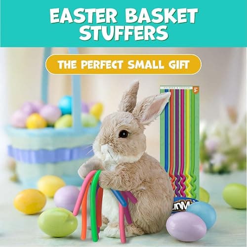 BUNMO Kids Easter Basket Stuffers - Sensory Stretchy Strings for Toddlers 3+ - Stimulating Fidget Toys for Toddlers - Easter Basket Stuffers for Kids - Hours of Fun- Non-Mouthable 3+ - Smooth 6 Pack thumbnail 2