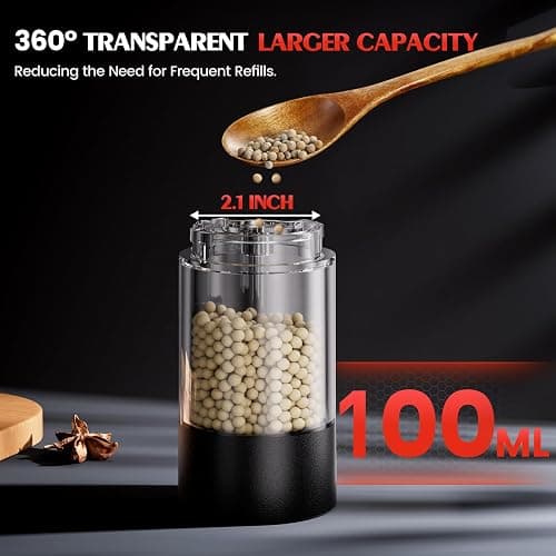 Electric Salt and Pepper Grinder Set Automatic Battery Pepper Mill Shakers Adjustable Coarseness Upgraded Larger Capacity with Led Home and Kitchen Appliances Christmas Gifts for Women thumbnail 5