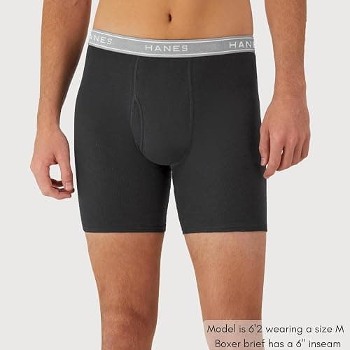 Hanes mens Underwear Boxer Briefs Pack, Cool & Breathable Cotton Moisture-wicking Underwear for Men, No Ride Up thumbnail 2