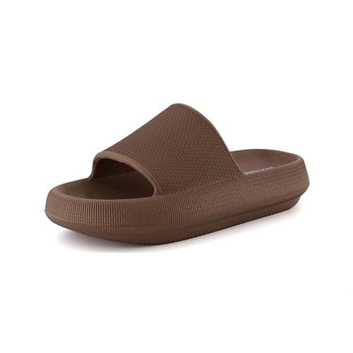 CUSHIONAIRE Feather EVA Slides, Mocha Brown, Size 7 thumbnail 7