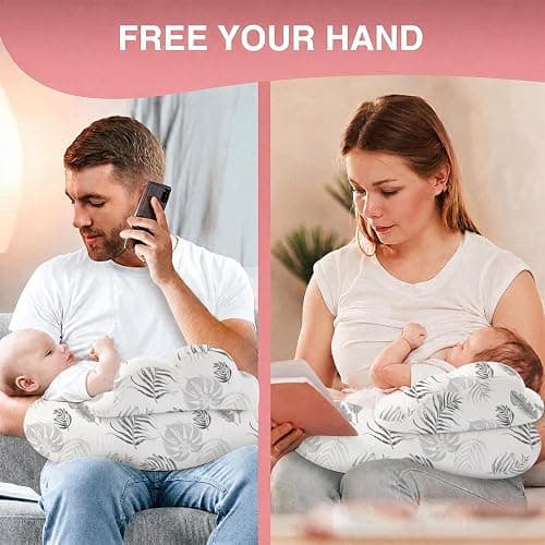 PILLANI Nursing Pillow for Breastfeeding, Breastfeeding Pillows for Mom Support & Baby Comfort, Removable Cotton Cover, w/Adjustable Waist Strap, Newborn Essentials Must Haves, Baby Registry Search thumbnail 10