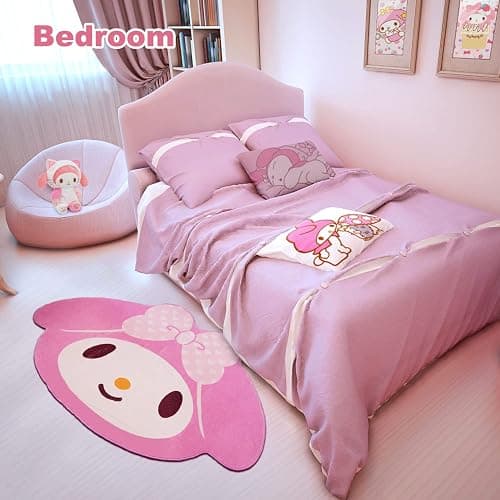 Pink Area Rug for Bedroom 5FT, Kawaii Room Decor Fluffy Anime Rug Carpet, Cute Anti-Slip Floor Mat Rug for Living Room Nursery Dorm Classroom Patio Kids Room Bedside Indoor Outdoor thumbnail 4