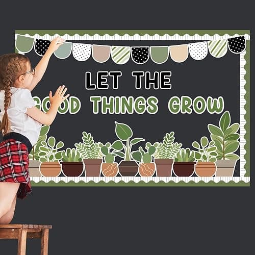 ZOiiWA Summer Potted Plant Bulletin Board Set Summer Greenery Classroom Bulletin Board Decoration Motivational Plant Cutouts Let The Good Things Grow Paper Cutouts Kit for School Home Office Decor thumbnail 4