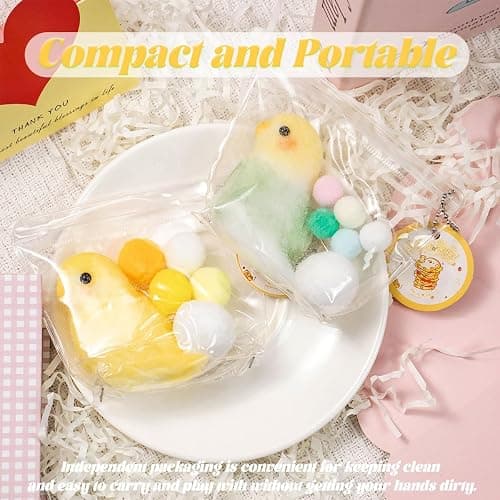 2Pcs Handmade Parrot Squishy Squeeze Toy, Cute Yellow Bird Stress Relief Sensory Fidget Toys, Green Soft Animal Squishies Plushie Toys for Adults Teenage Party Favors thumbnail 7