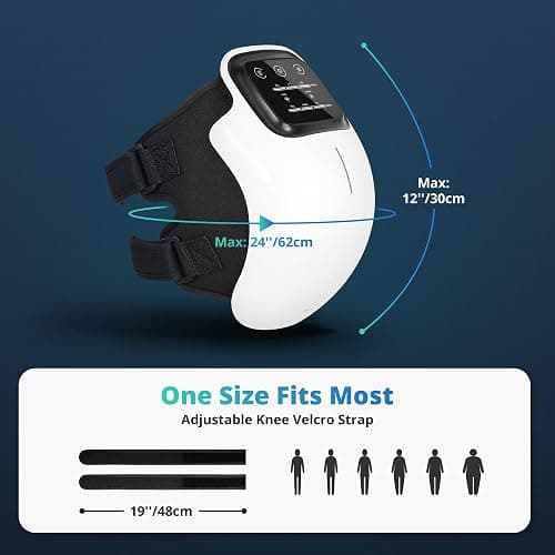 Medcursor Knee Massager, Cordless Heated Knee Massager with 3 Heating Levels, 3 Vibration Modes, LED Screen & Adjustable Straps, Massage with Heat for Relief, Ideal Gift for Men, Women thumbnail 6