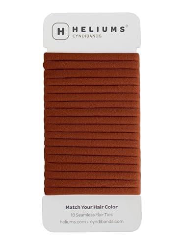 Heliums Thin Seamless Hair Ties - Dark Ginger - 6mm Nylon No Damage Ponytail Holders, 1.75 Inch, Medium Hold for Thin to Normal Hair - 18 Pack - Image 1