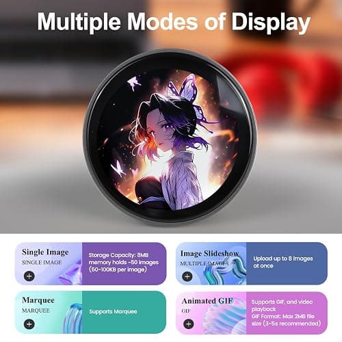 Digital Badge Anime Pins for Backpacks-Digital GIF Photo Video Display | Electronic Badge Personalized Gift Digital Pins with HD Pixel Touchscreen - Perfect for Unique Personal Show thumbnail 3