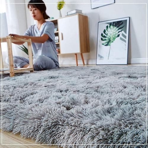 kinganda 2.6'x6.6' Area Rugs Soft Shag Runner Rug Fur Non Slip Rug Rectangle Fluffy Carpets for Bedroom Living Room Playroom, Shaggy Floor Rug, Home Decor Kids Rugs [Grey White] [2.6'x6.6', 80*200cm] thumbnail 7