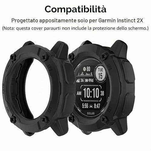 SumRioo Cover Compatibile con Garmin Instinct 2X, [Senza Pellicola Protettiva] Custodia in TPU Flessibile Morbido Custodia Durevole per Garmin Instinct 2X, Nero thumbnail 2