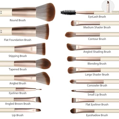 Pinselset Makeup HEYMKGO 18 Stück Professionelle Makeup Pinsel Set mit 2 Puderquaste & Reisetasche, Premium Synthetische Stiftung Puder Blush Blending Face Brush Lidschatten Kit Makeup Pinsel Tools thumbnail 2