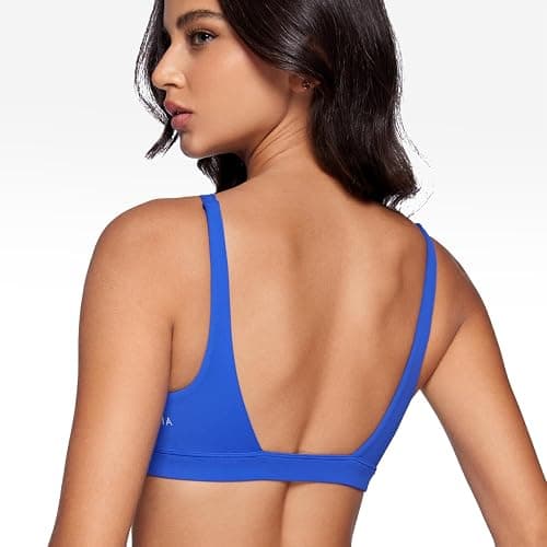 INGIA Deep V-Neck Sports Bra Padded U Back Yoga Workout Bra | Low Impact, Fitness, Yoga, Wireless, Workout, Contour, Crop Top, for Women thumbnail 3