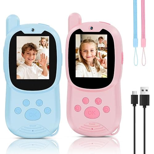 YTETCN Kids Video Walkie Talkies with Camera, 2 Pack Rechargeable Walkie-Talkie Toys for Boys & Girls Aged 3-12, Christmas Birthday Gifts for 3 4 5 6 7 8 Year Old (Blue & Pink) - Image 1