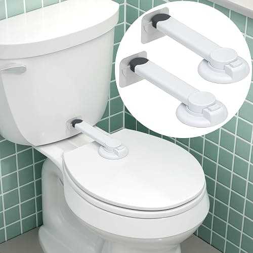 Toilet Locks Baby Proof (2-Pack) Ideal Baby Proof Toilet Lid Lock with Arm – No Tools Needed Easy Installation with 3M Adhesive – Top Safety Toilet Seat Lock – Fits Most Toilets, White - Image 1