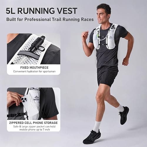 SEMSTY Running Hydration Vest 5L,Running Vest Pack with 1.5L Water Bladder,Lightweight Water Backpack for Hiking Running Cycling thumbnail 4
