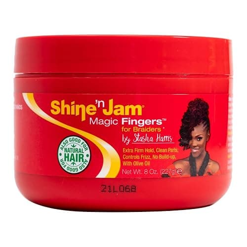 AmPro Shine-n-Jam Magic Fingers Gel for Braids - Provides Firm Hold with Non-Greasy Shine - Strengthens Hair with Silk Proteins - Works on Any Hair Texture to Create Multiple Styles - 8 oz - Image 1