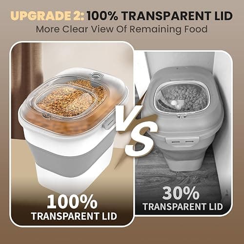 DDMOMMY 32-35 Lbs Dog Food Storage Container,Collapsible Dog Food Container with Transparent Airtight Lid,Wheels,Date Track,Pet Food Storage Container for Rice,Flour,Sugar,Scoop And 2PCS Containers thumbnail 4