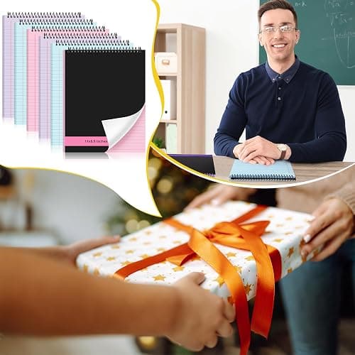 Resurhang 6 Pcs Top Spiral Notebooks,8.5 x 11 Inches,No Holes,3 Colors | 70 Sheets, Double Sided College Ruled Paper, Memo Steno Pad with Stiff Cover, Multicolored for School, Home, Office thumbnail 5