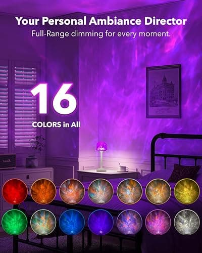 Tedmos Polarlicht & Aurora Projektor IP65 Wasserdicht, Wasserwellen Effekt Stimmungslicht, Akku Tischlampe Kabellos Touch, Dimmbar LED Tischleuchte & Duschlampe für Bad Outdoor Garten Deko Geschenk thumbnail 4
